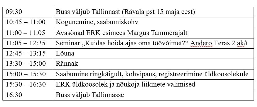 ERK liikmete teabepäeva päevakava